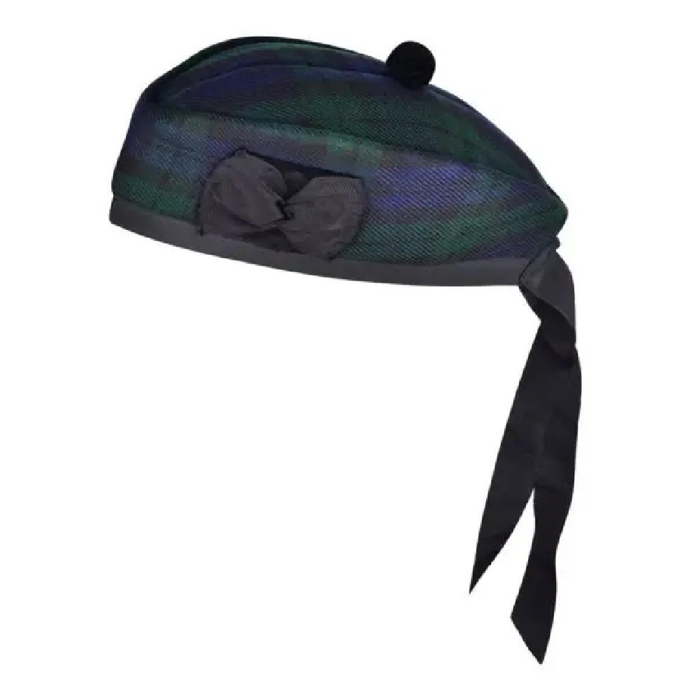 New custom Dicing Glengarry hats black leather hat with black pom pom Bonnet hat