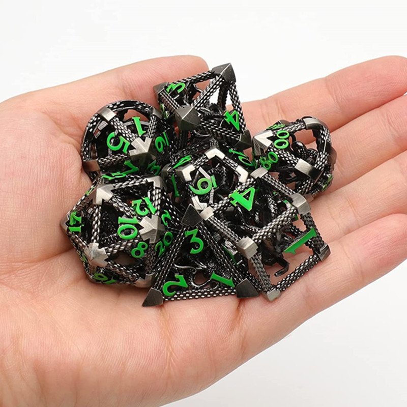 MINI PLANET 3D Octopus Metal DND Dice Set For TRPG Dungeons&Dragons Game Polyhedral Metal Hollow Dice Set Custom DND Dice Metal