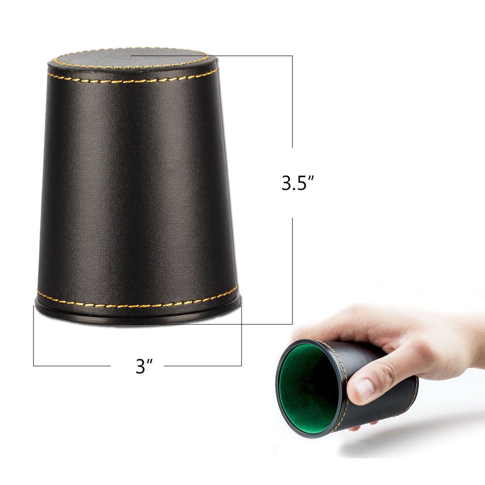 Tabletop Gambling Entertainment Leather Dice Cup Shaker With 5 Dices