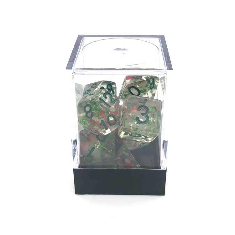 Polyhedral Custom Clear Resin RPG DND Mushroom Dice Set for Role Playing Game