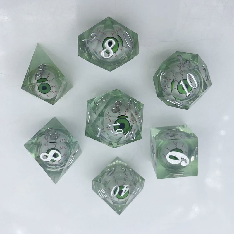 Liquid core can shake eyeballs Resin dice polyhedral numbers D6 D20 DND RPG Dungeons & Dragons board game dice can be customized