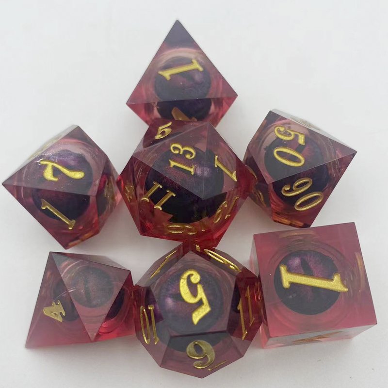 Liquid core can shake eyeballs Resin dice polyhedral numbers D6 D20 DND RPG Dungeons & Dragons board game dice can be customized