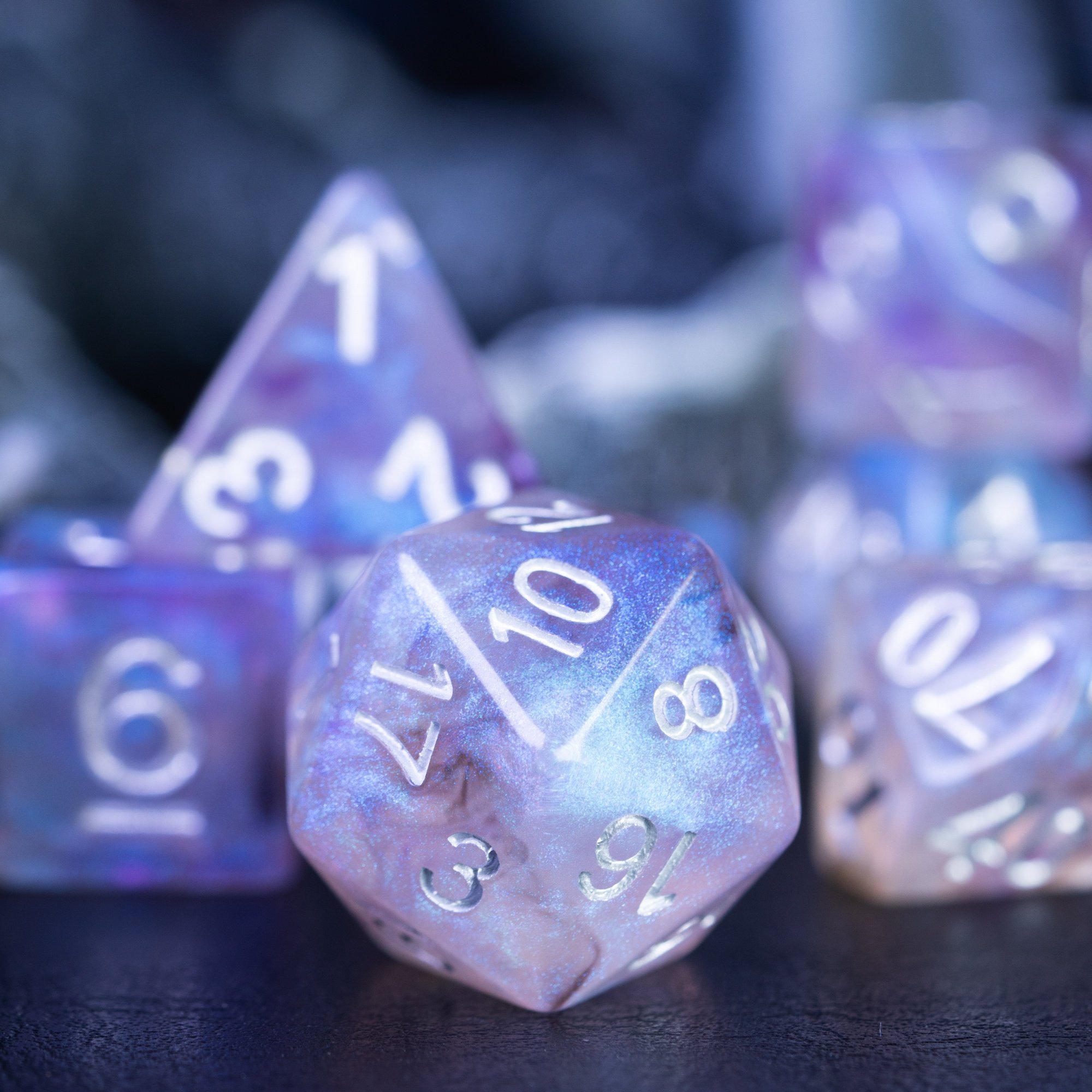Udixi Plastic Polyhedral custom logo rpg dungeons and dragons resin galaxy dice game set