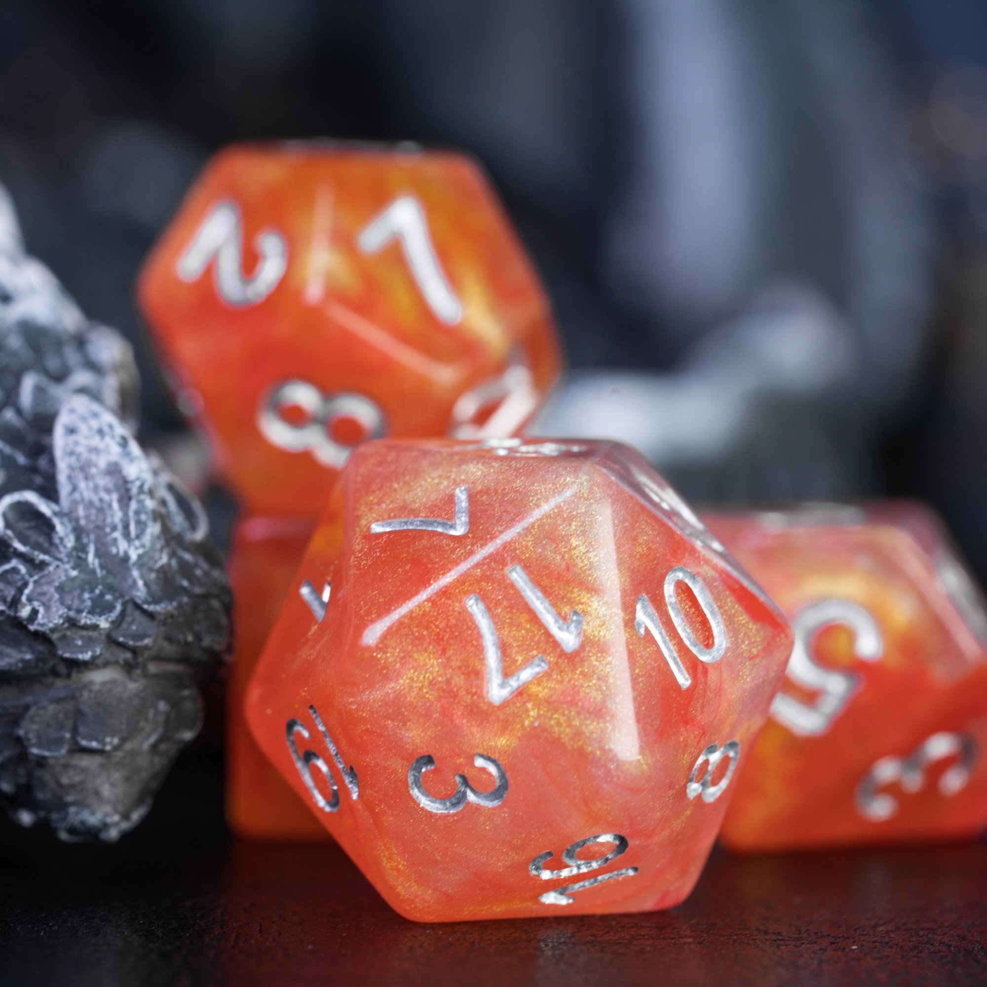 Udixi Plastic Polyhedral custom logo rpg dungeons and dragons resin galaxy dice game set