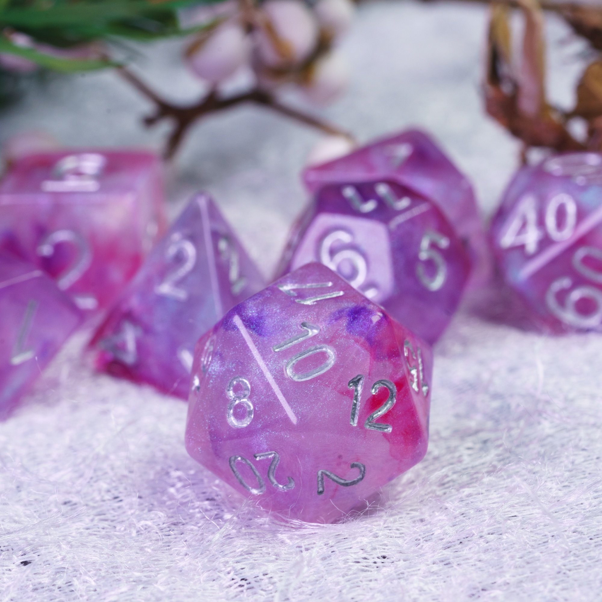 Udixi Plastic Polyhedral custom logo rpg dungeons and dragons resin galaxy dice game set