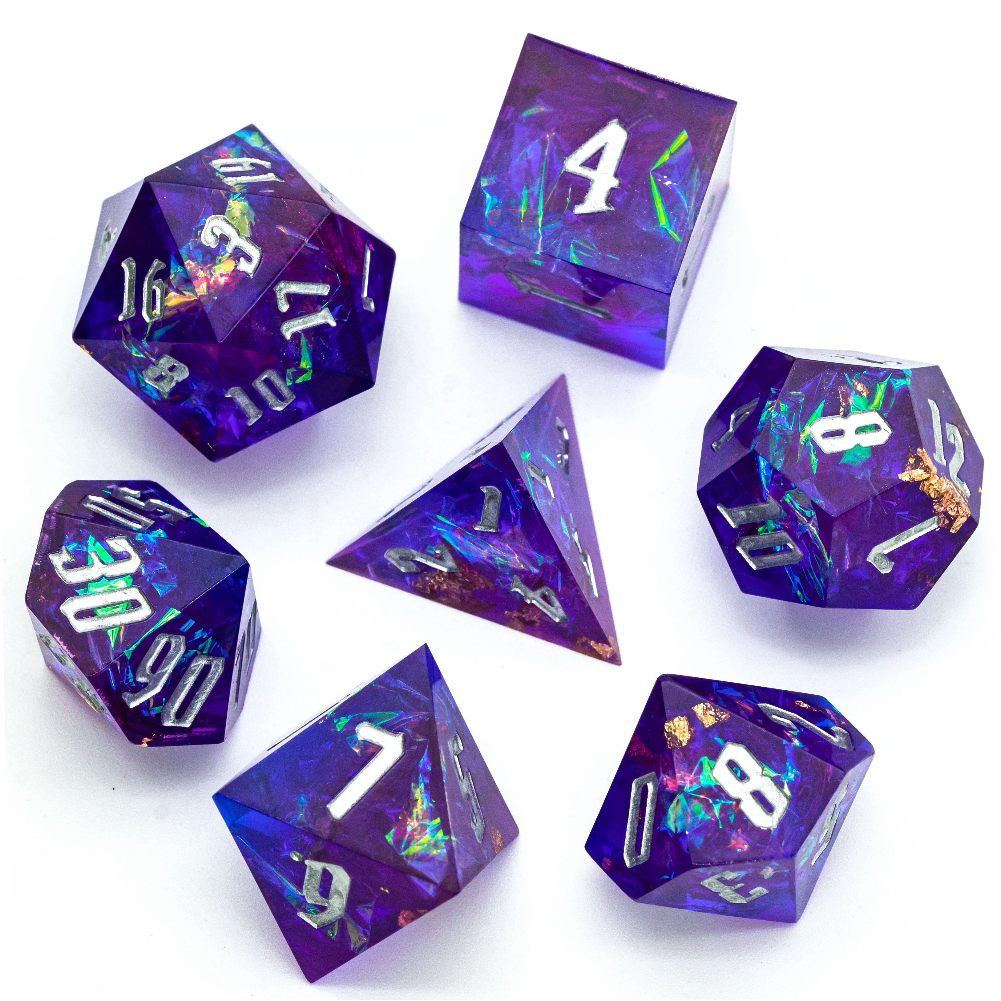 Udixi Polyhedral Sharp edge Dice RPG Dungeons and Dragons Dice Set Purple&Blue