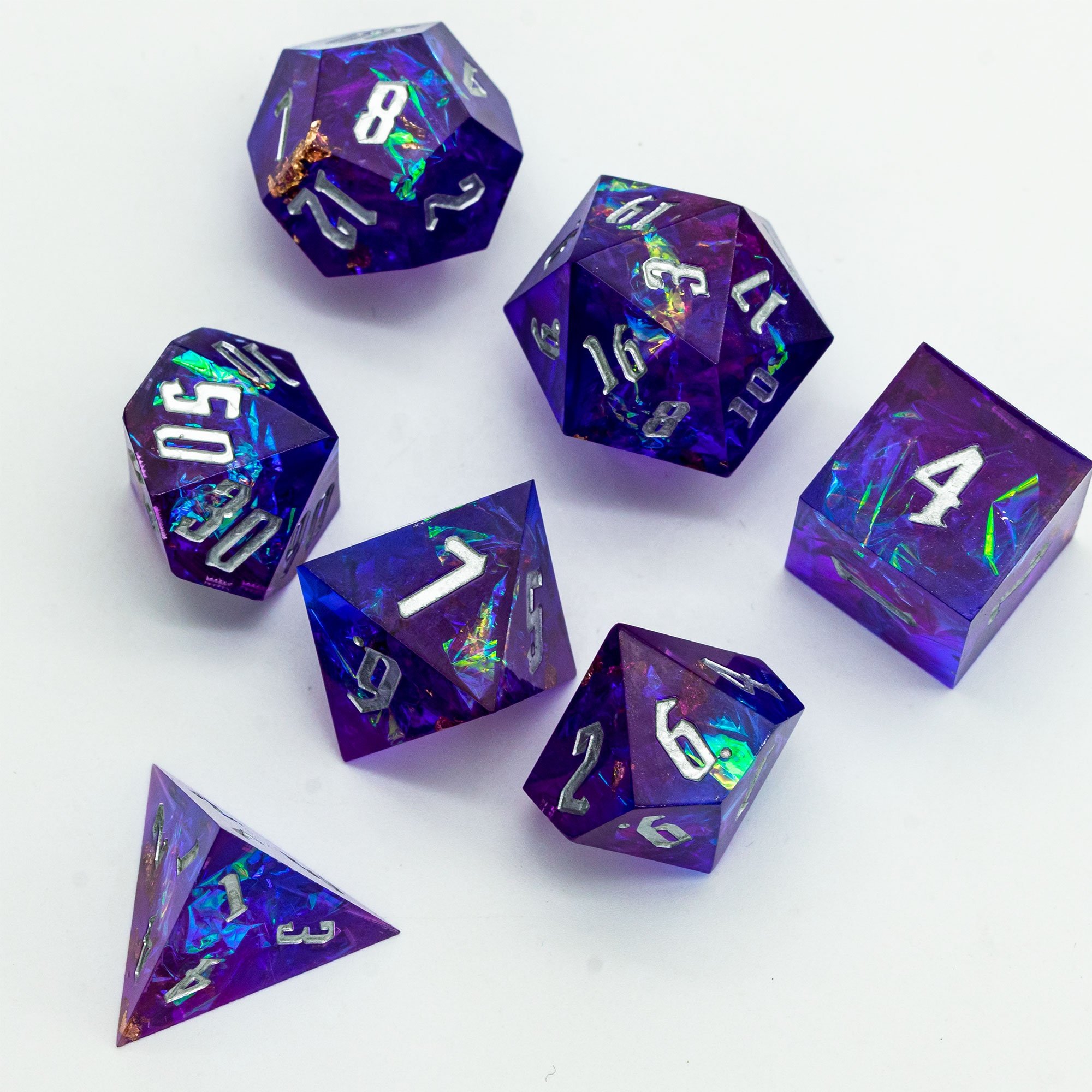 Udixi Polyhedral Sharp edge Dice RPG Dungeons and Dragons Dice Set Purple&Blue