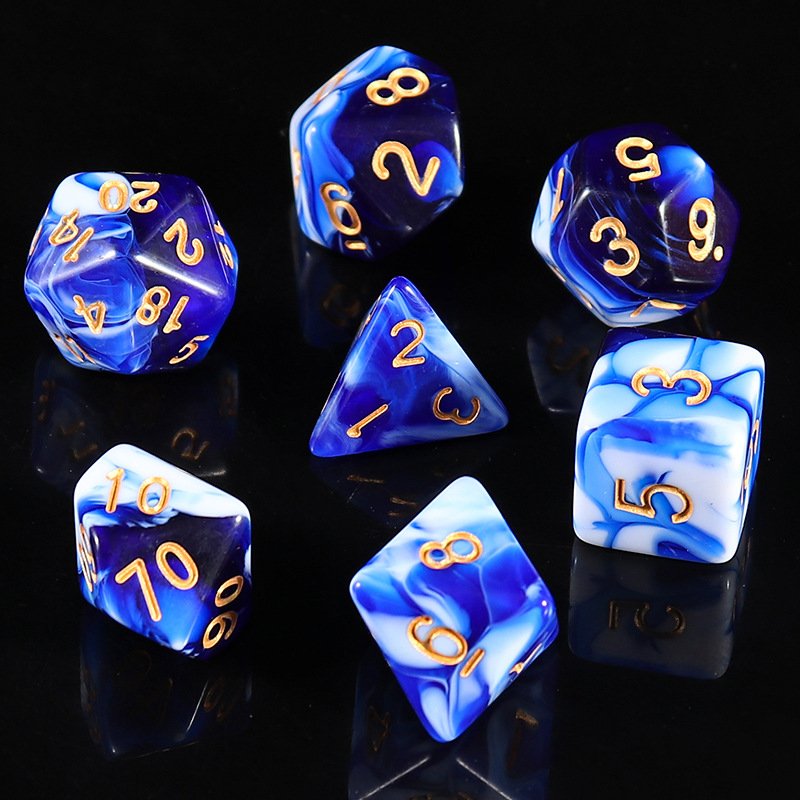 New Halloween Gift Galaxy Acrylic Glitter RPG DND 7 PC mix Color Blend Dice for RPG Dungeons and Dragons Board card Games
