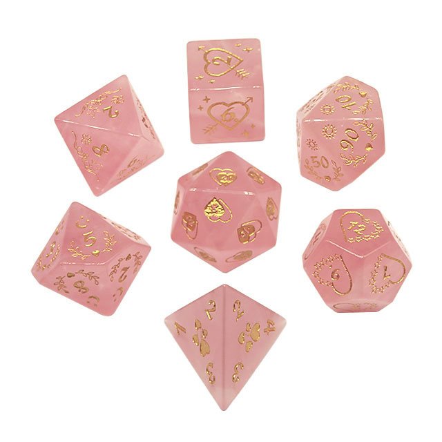 factory wholesale pink glass HOT-SELLING Artificial Crystal dice set for dungeons and dragons RPG games