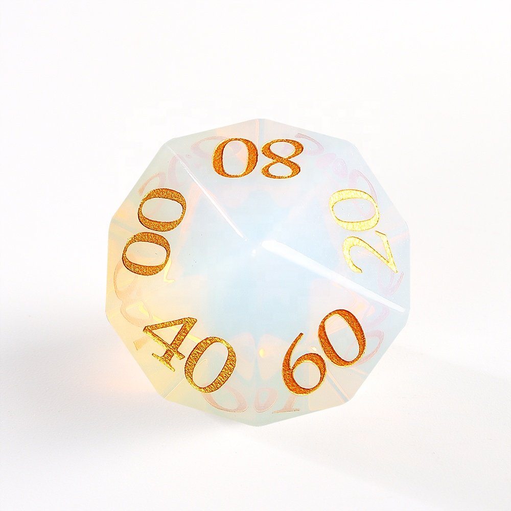 Board Game Dice Custom Artificial White Opal Glass Decahedral Dice For Table Top Gaming