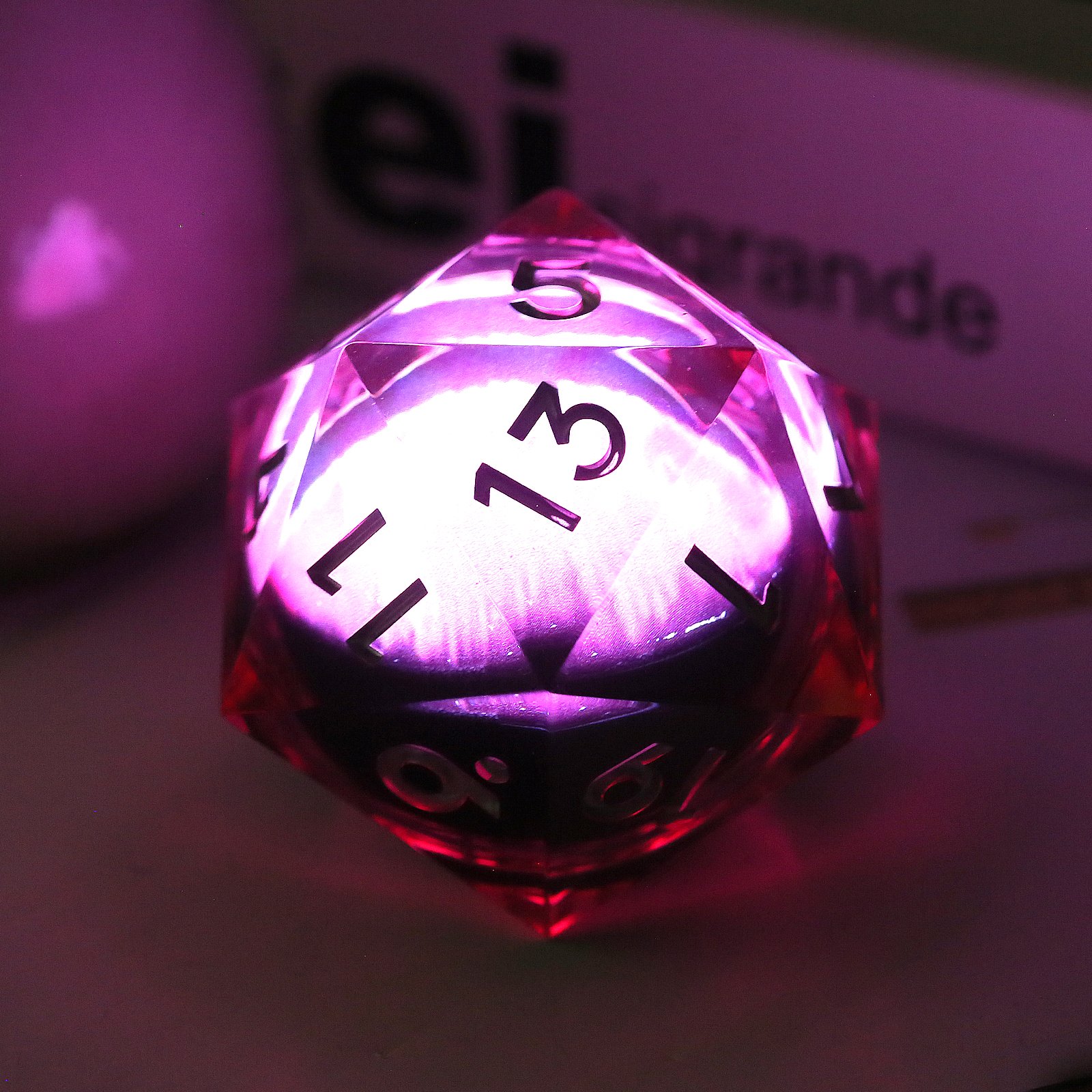 55mm LED Sharp Edge Polyhedral D&D D20 Dice Dragon Eye Green Single D20 Dice Light Up Handmade Liquid Core Dice D20 for RPG Game