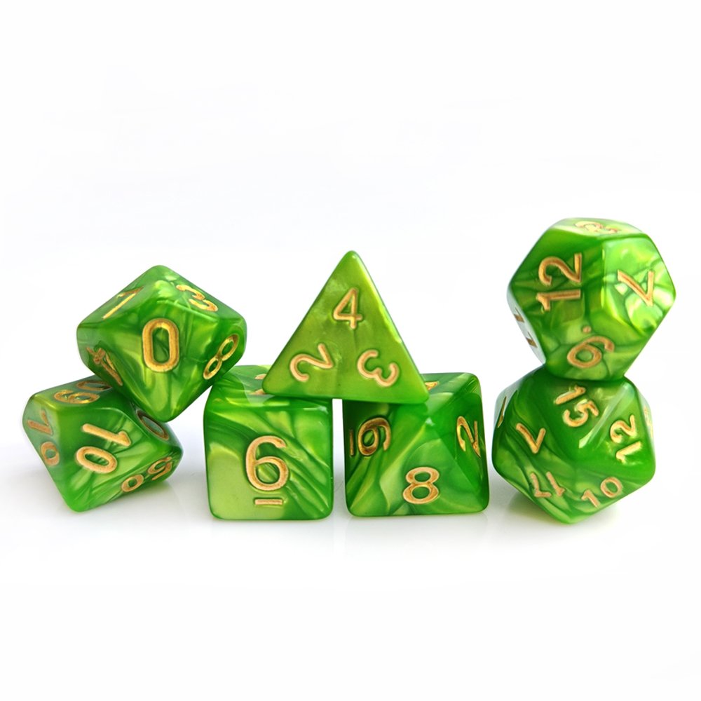 Gold Font Acrylic DND Dice Polyhedral Two Colors Custom 7pcs per set Dungeons and Dragons Board Game Plastic Dice Set