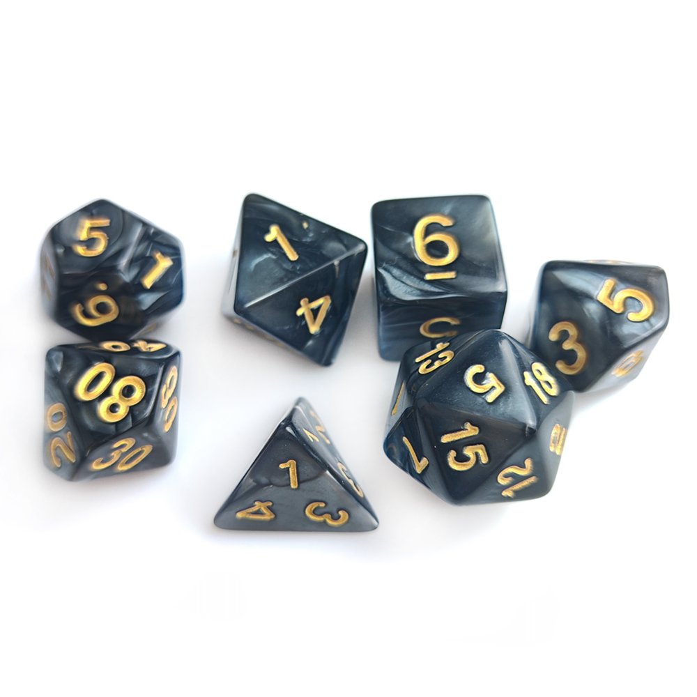 Gold Font Acrylic DND Dice Polyhedral Two Colors Custom 7pcs per set Dungeons and Dragons Board Game Plastic Dice Set