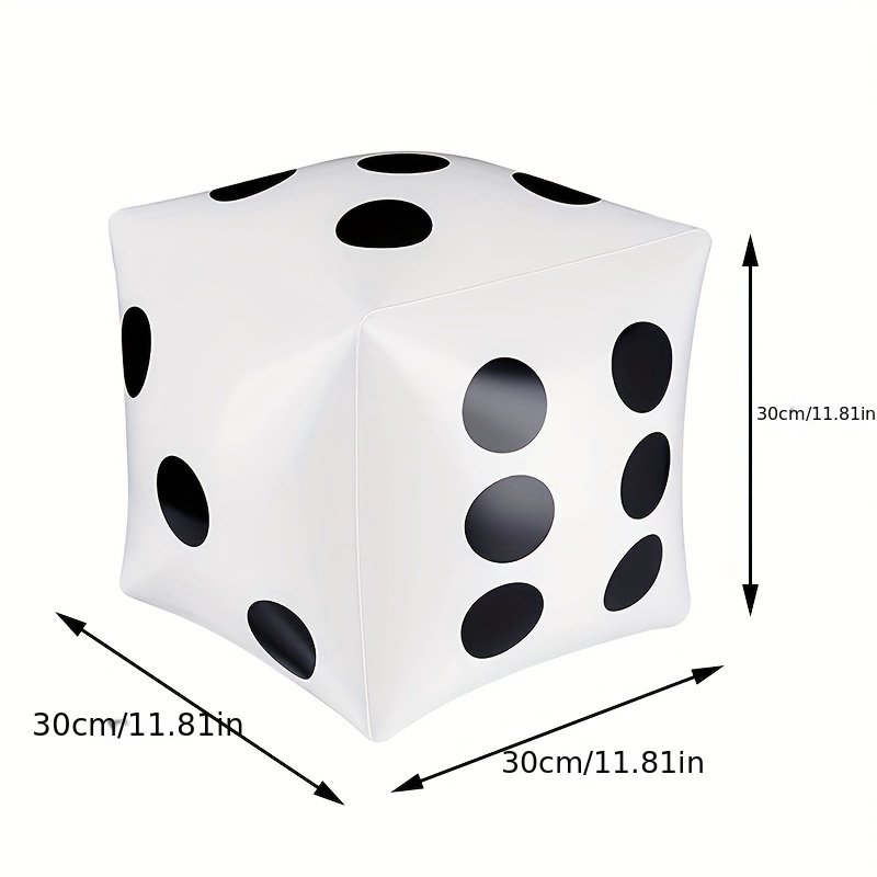 12 Inch Jumbo Inflatable Dice White and Black Large Dice for Indoor and Outdoor Broad Game