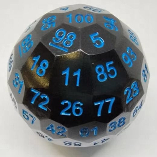 Unique Spherical Solid Metal Polyhedral 100 Sided Dice Super Large Single Metal D100 Dice for Dungeons and Dragons