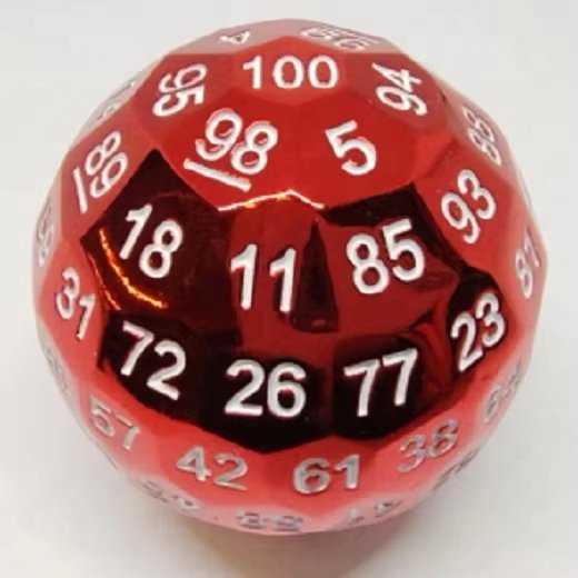 Unique Spherical Solid Metal Polyhedral 100 Sided Dice Super Large Single Metal D100 Dice for Dungeons and Dragons