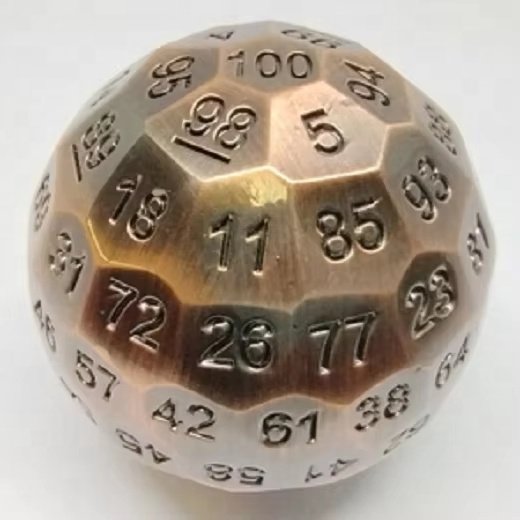 Unique Spherical Solid Metal Polyhedral 100 Sided Dice Super Large Single Metal D100 Dice for Dungeons and Dragons