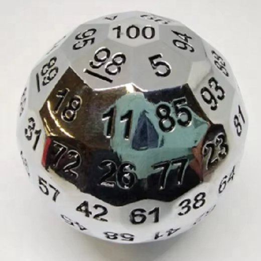 Unique Spherical Solid Metal Polyhedral 100 Sided Dice Super Large Single Metal D100 Dice for Dungeons and Dragons