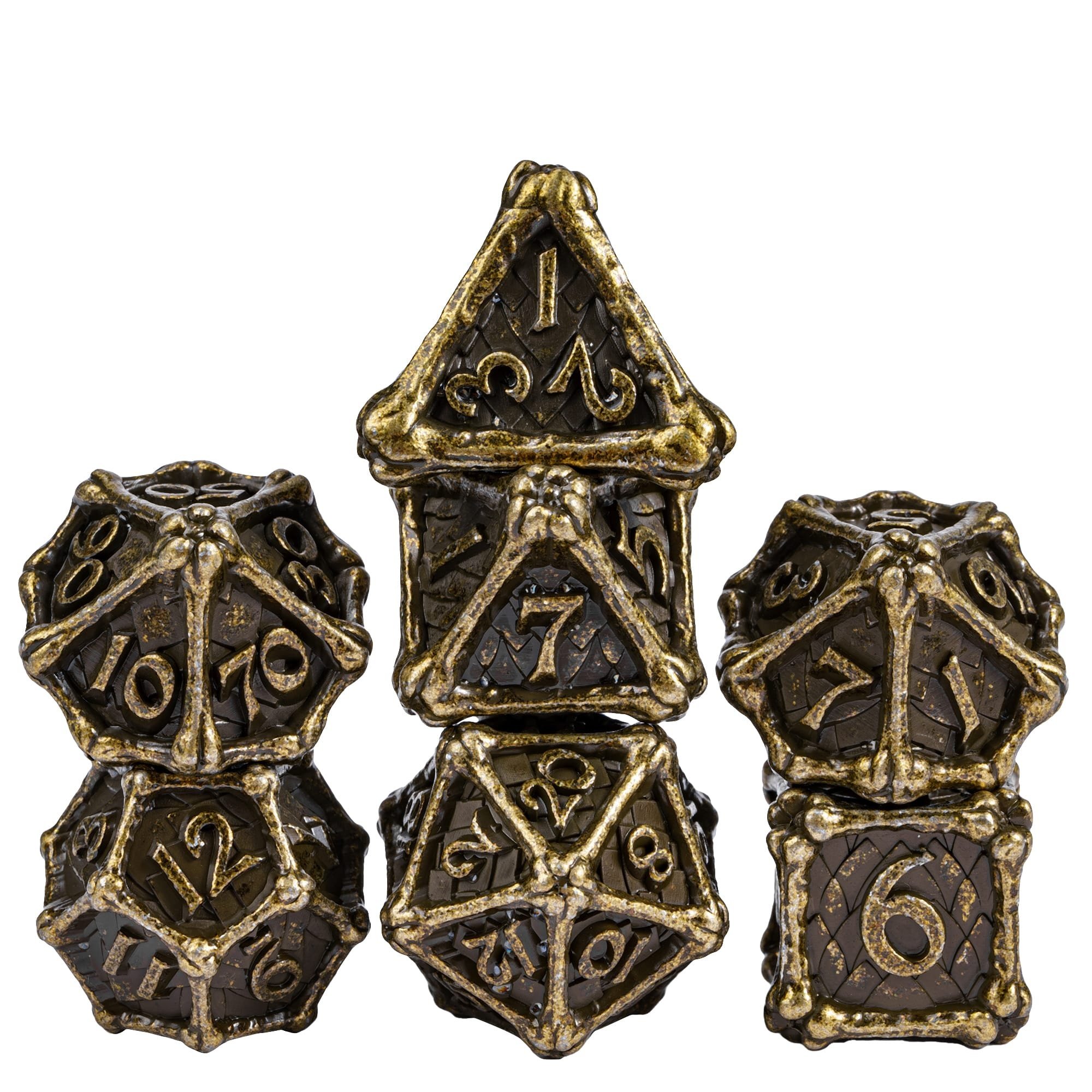 Udixi Custom Dragon Bones Metal Dice with Metal Box Dungeons & Dragons dice role playing game dice set
