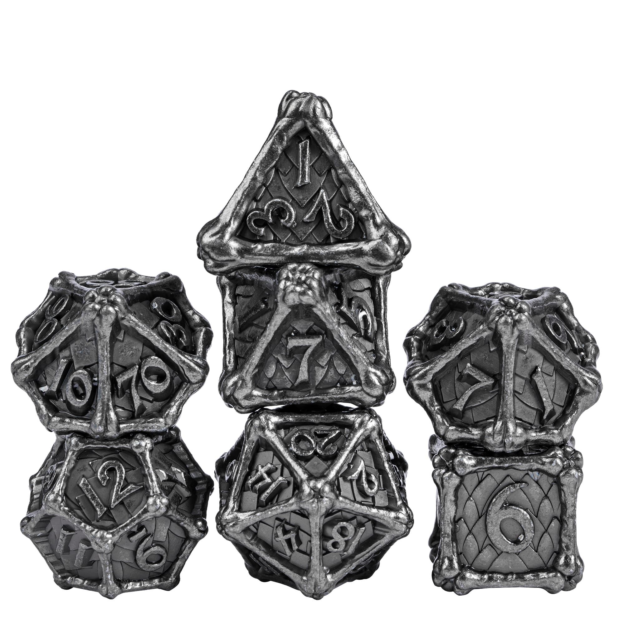 Udixi Custom Dragon Bones Metal Dice with Metal Box Dungeons & Dragons dice role playing game dice set