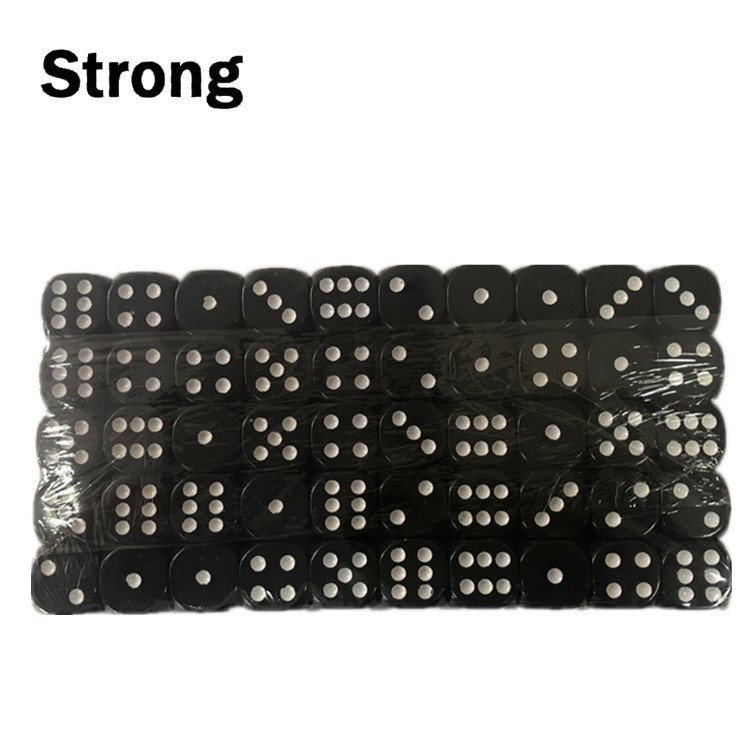 16mm black d6 dice with white dots