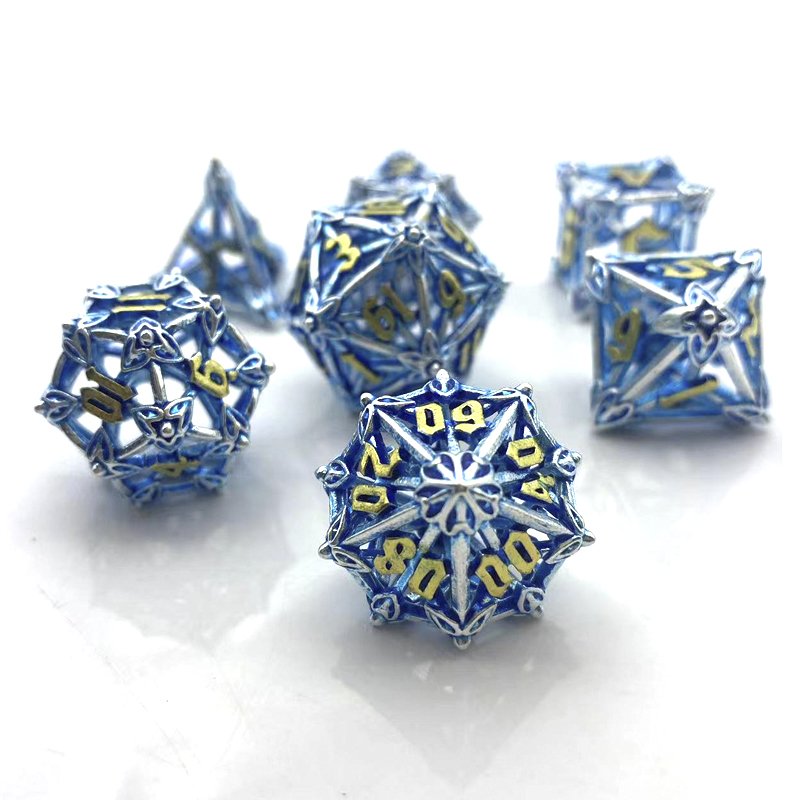 Custom logo Metal Hollow arrow TRPG dice set DND Dungeons & Dragons Run Group COC board game dice can be customized