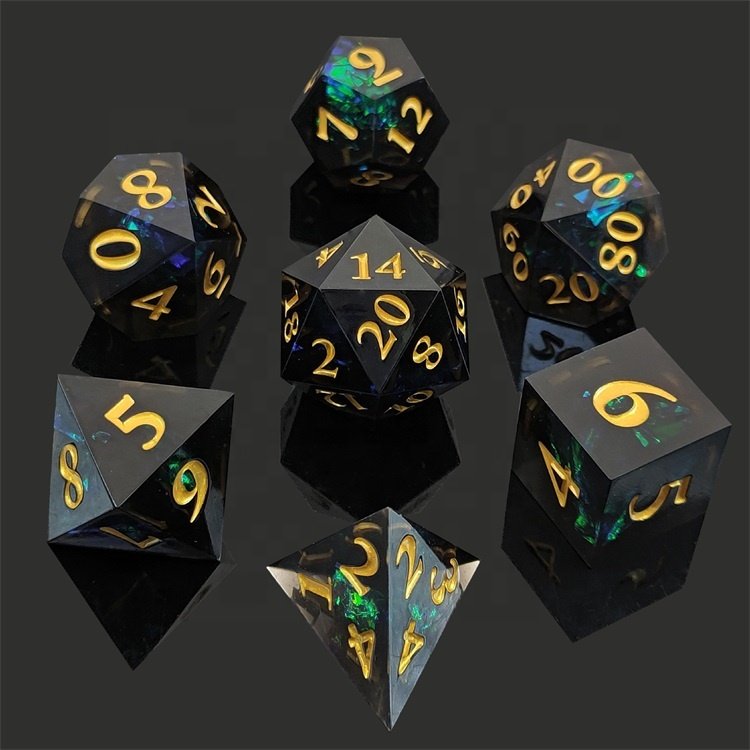 DND Factory Custom Engraved Resin D6 Polyhedral Dice Bulk Black for RPG Games