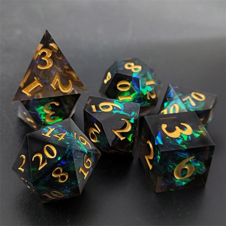 DND Factory Custom Engraved Resin D6 Polyhedral Dice Bulk Black for RPG Games