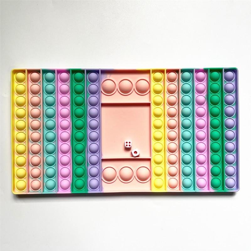 Fidget Chess Board Game Rainbow Game Chess Board with Dice Large Bubble Popping Sensory Toy for Kids and Adults