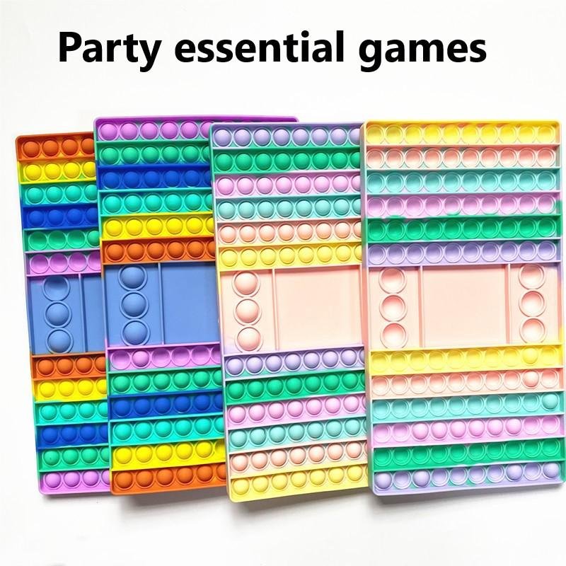 Fidget Chess Board Game Rainbow Game Chess Board with Dice Large Bubble Popping Sensory Toy for Kids and Adults