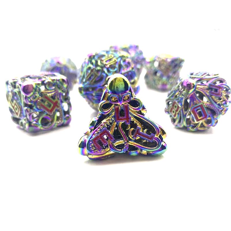 COC Polyhedron Metal Hollow Dice DND Dungeons & Dragons Board Game Skull Unique Polyhedron Shape for Enhanced Gameplay