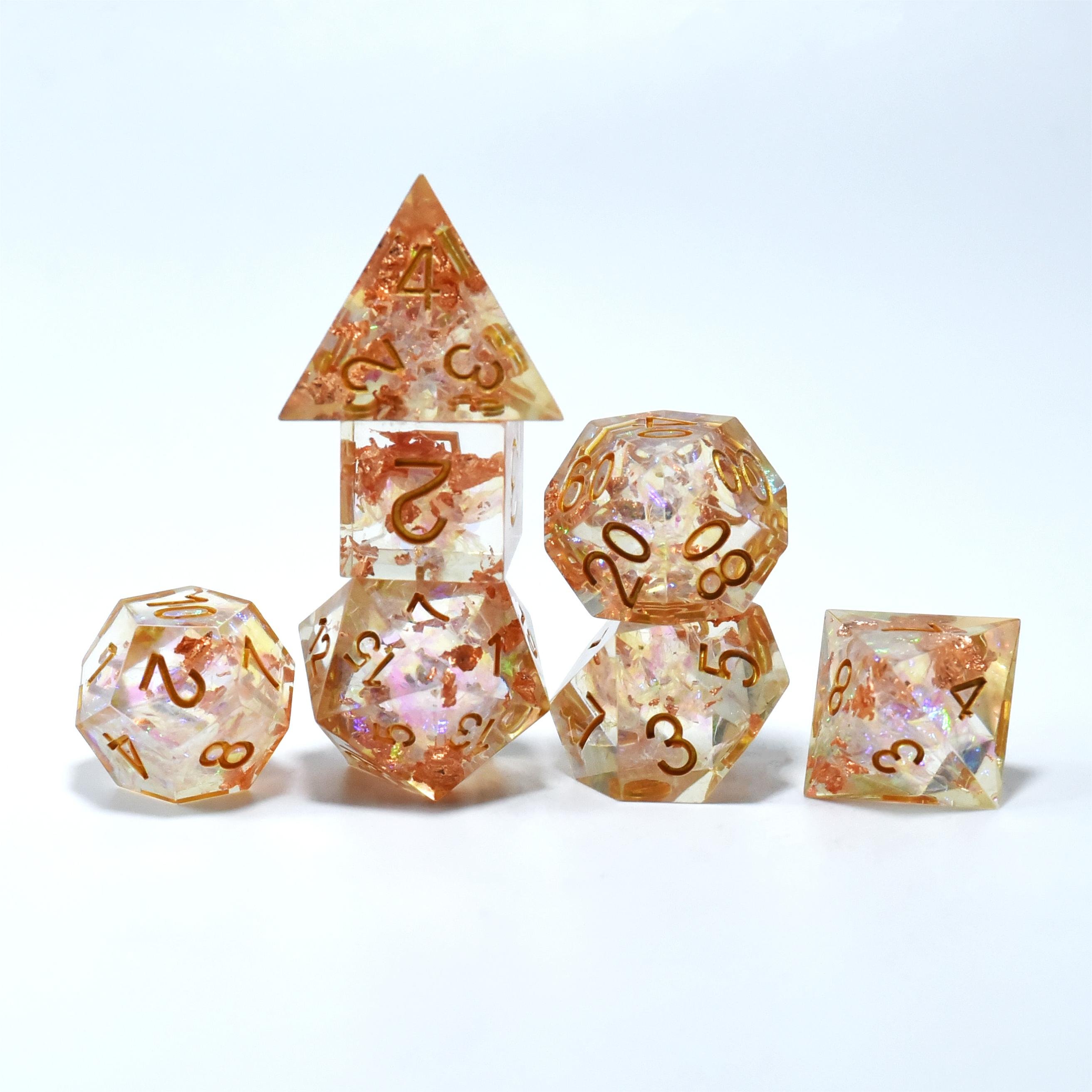 Custom Logo Plastics Dice Set For Dragon and Dungeon RPG Board and Card Games Polyhedral Resin Edge Dnd Dices