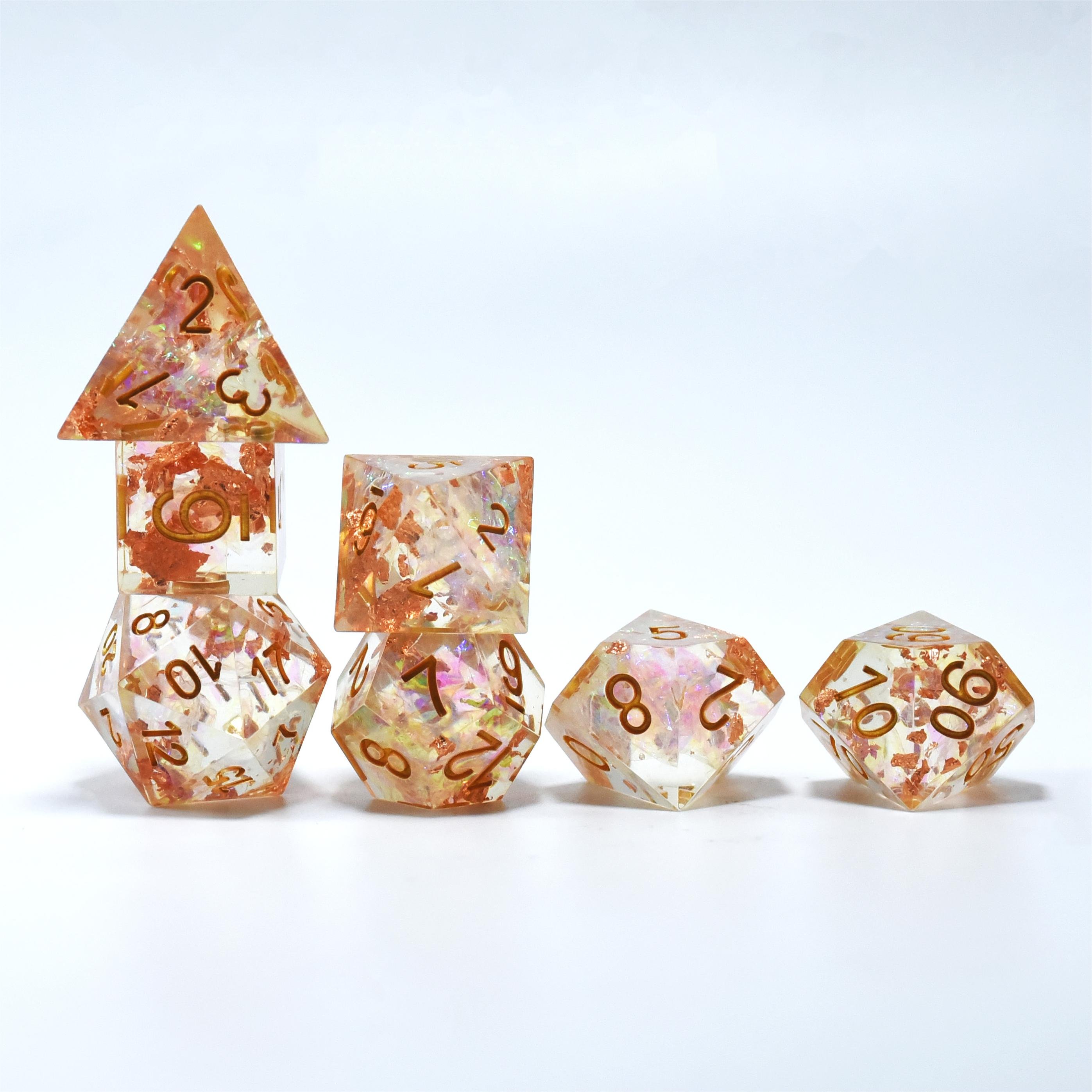 Custom Logo Plastics Dice Set For Dragon and Dungeon RPG Board and Card Games Polyhedral Resin Edge Dnd Dices