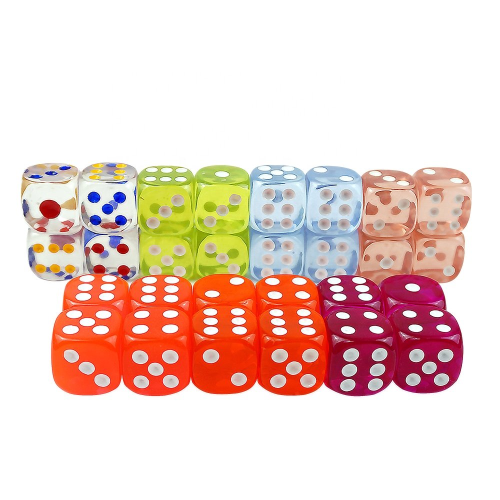 Wholesale custom d6 16mm dice rounded corners transparent colorful gambling dice color paint from manufacturer