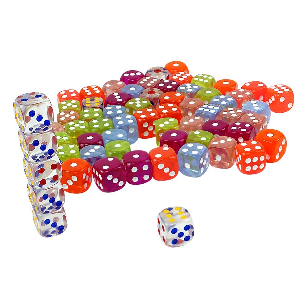 Wholesale custom d6 16mm dice rounded corners transparent colorful gambling dice color paint from manufacturer