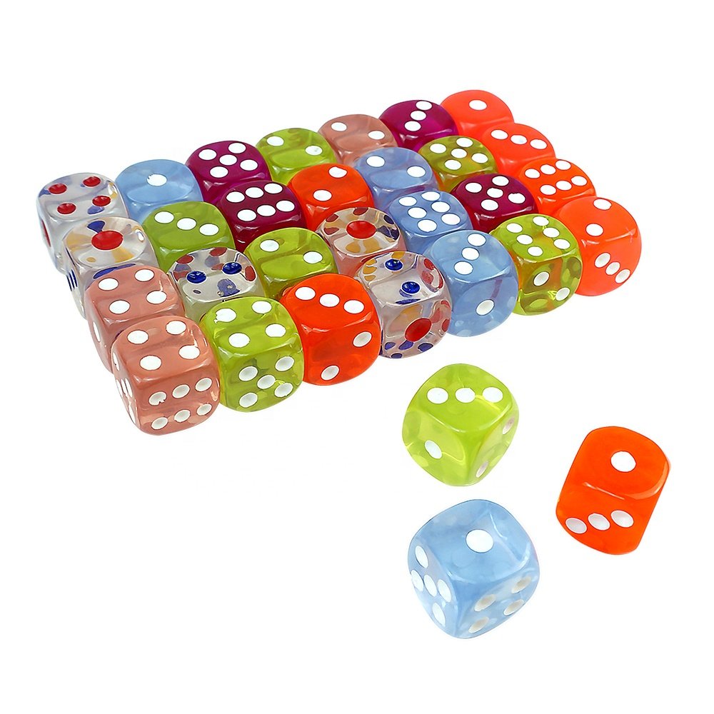 Wholesale custom d6 16mm dice rounded corners transparent colorful gambling dice color paint from manufacturer