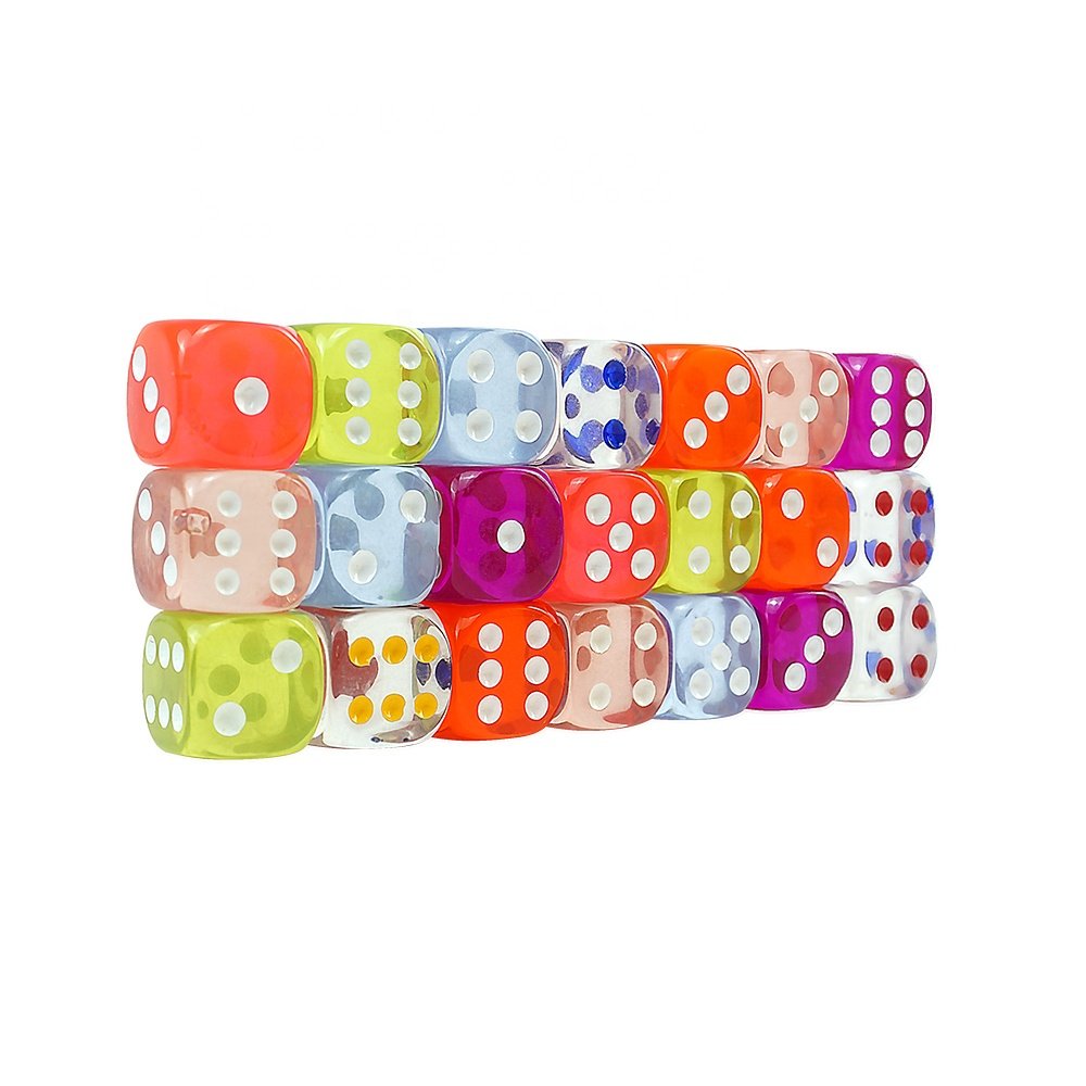 Wholesale custom d6 16mm dice rounded corners transparent colorful gambling dice color paint from manufacturer