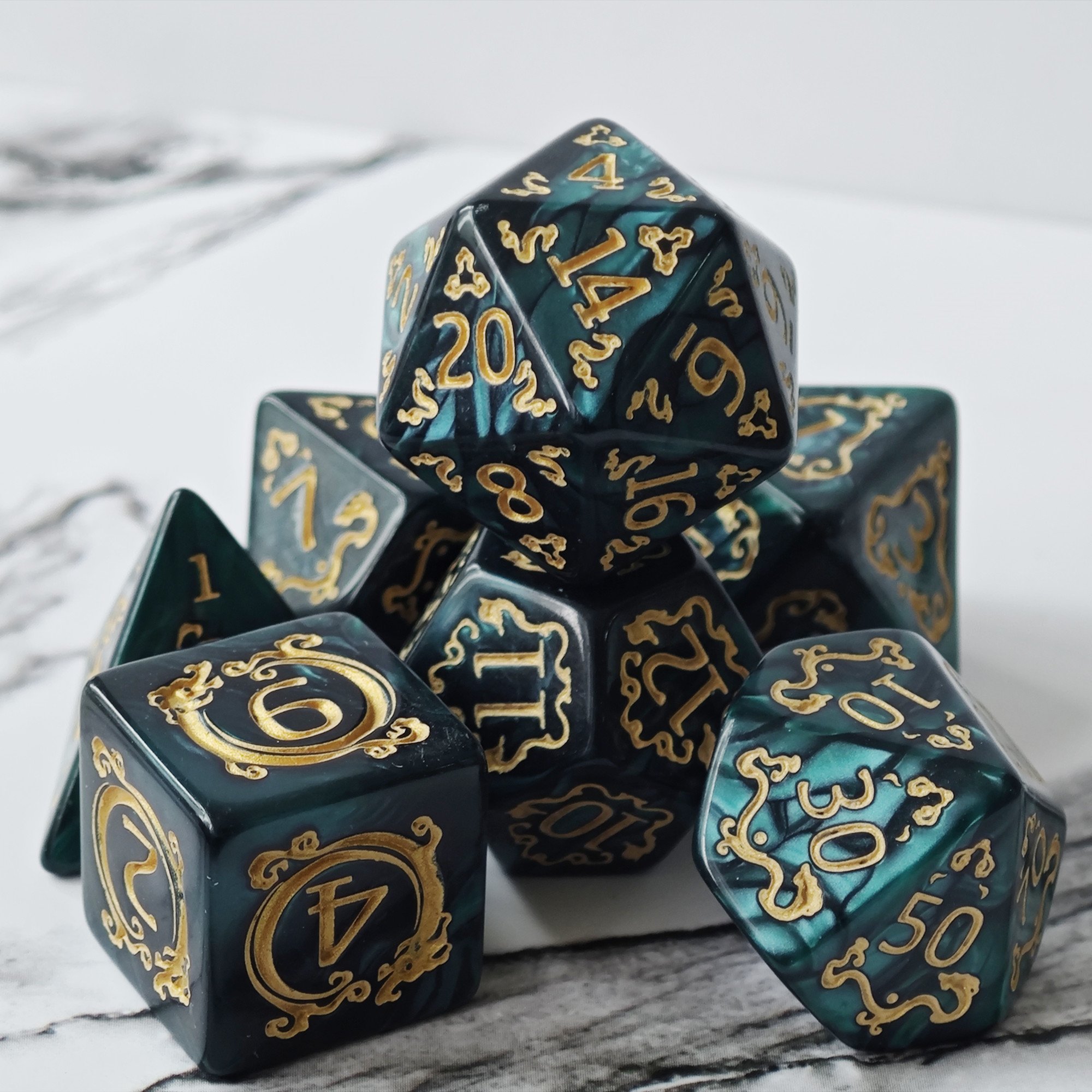 MINI PLANET DND Dice Set Polyhedral Dungeons and Dragons Acrylic Colored Dice Set For TRPG Wholesale Acrylic Plastic Dice Black