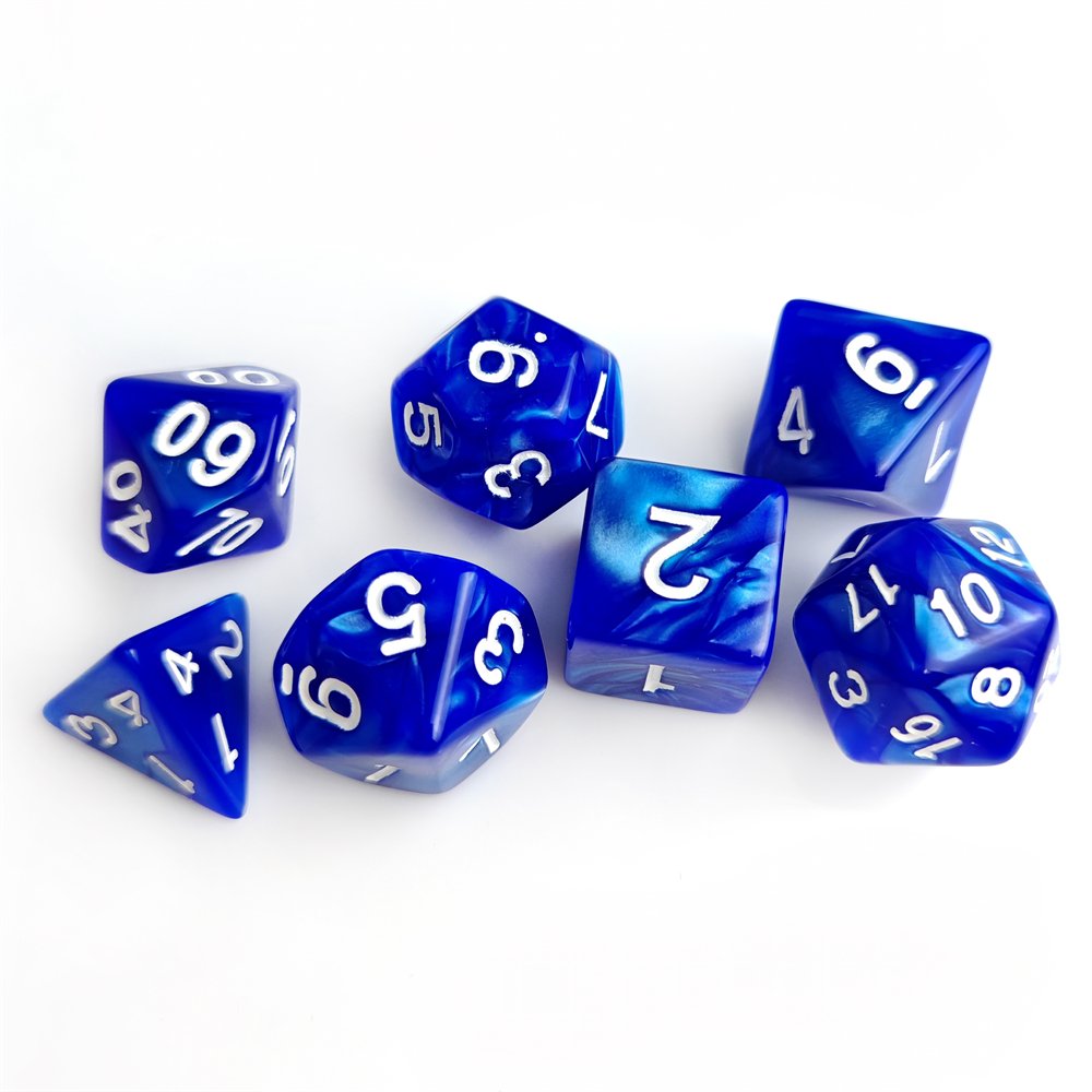 Factory Wholesale Acrylic Rolling Dice Table Game Dice 7pcs d4 d6 d8 d10 d12 d20 d% Polyhedral Plastic DND Dice set