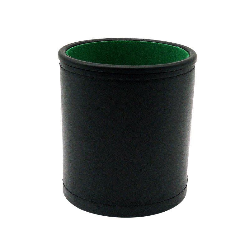 Customized Silent Dice Cup Leather Flocked Black Red Dice Cup with Custom Embossed Logo