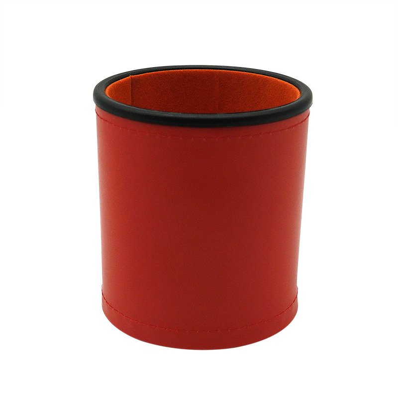 Customized Silent Dice Cup Leather Flocked Black Red Dice Cup with Custom Embossed Logo