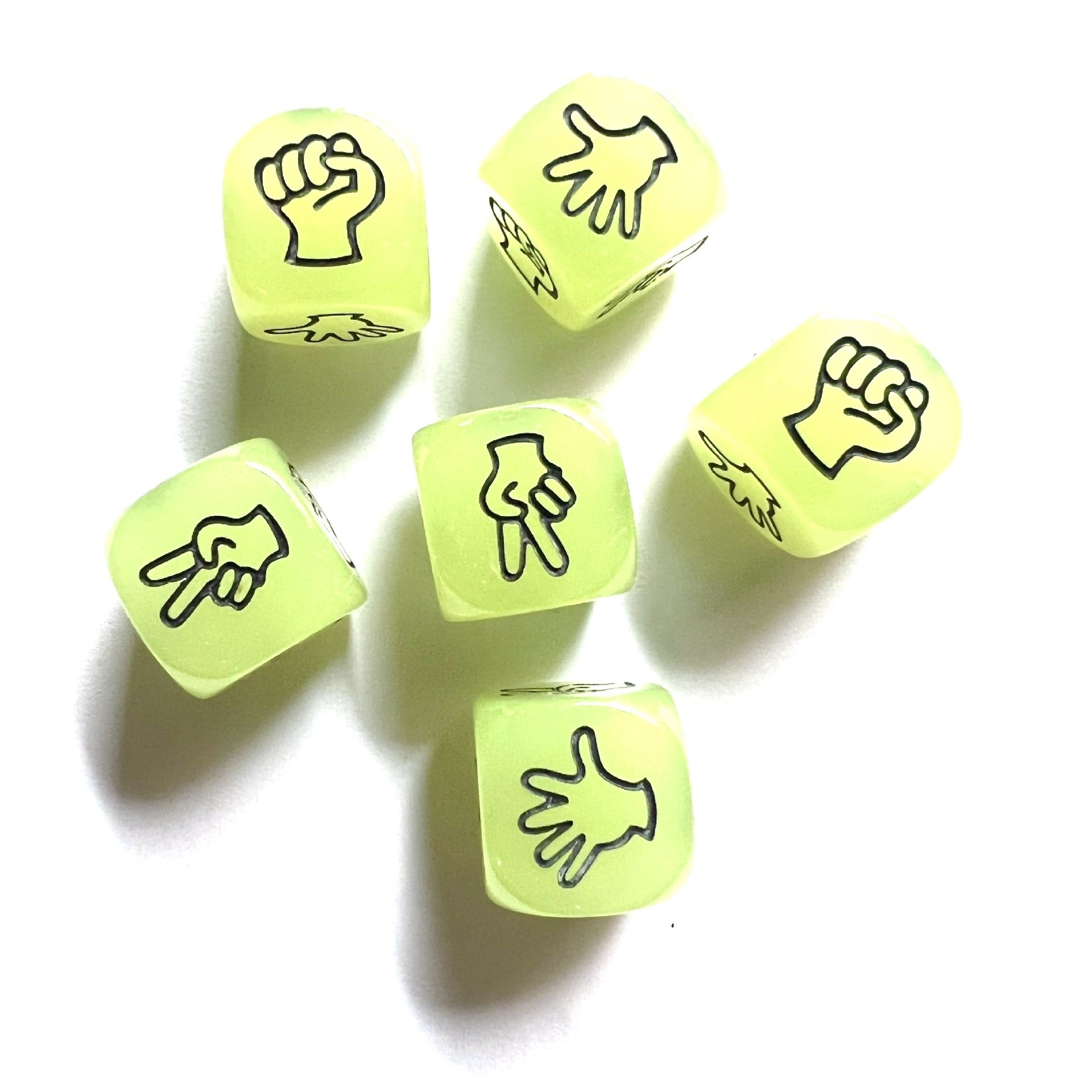Custom Glow-in-the-Dark D6 Acrylic Dice 20MM Transparent Luminous Rock Paper Scissors Board Game Entertainment