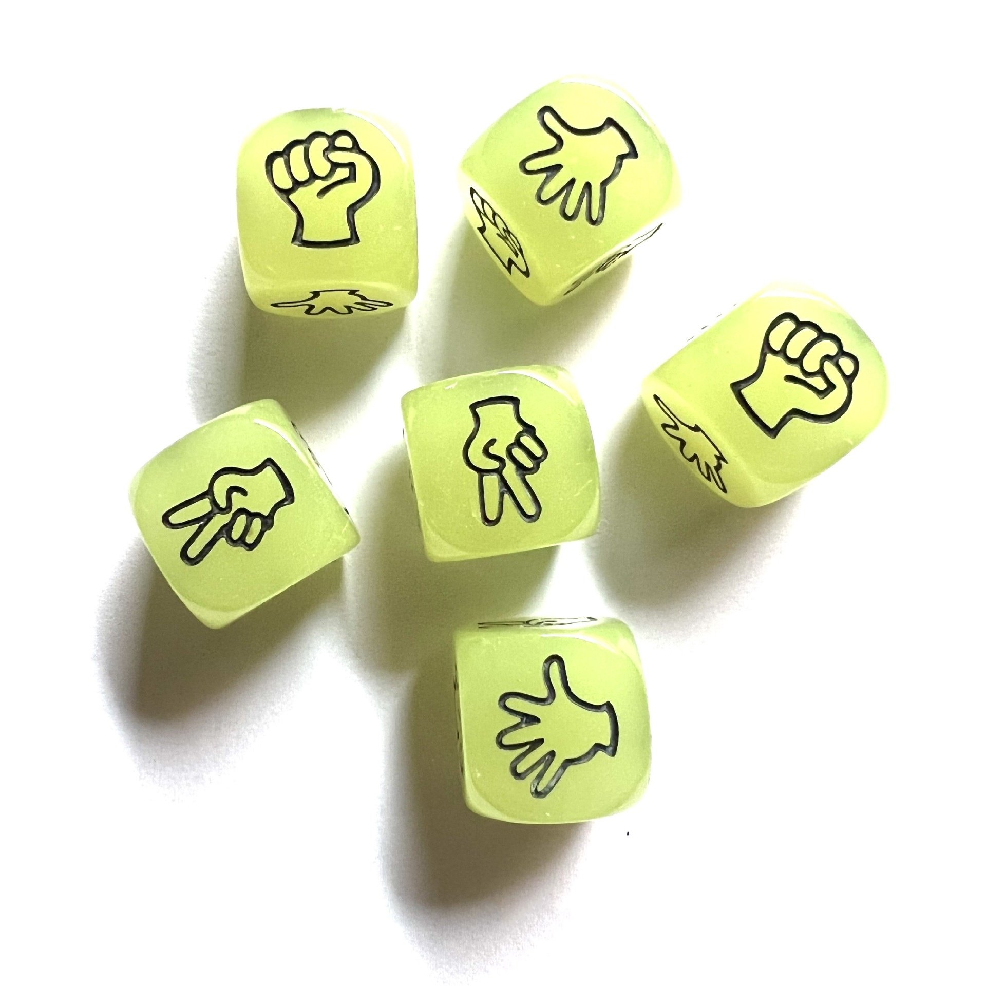 Custom Glow-in-the-Dark D6 Acrylic Dice 20MM Transparent Luminous Rock Paper Scissors Board Game Entertainment