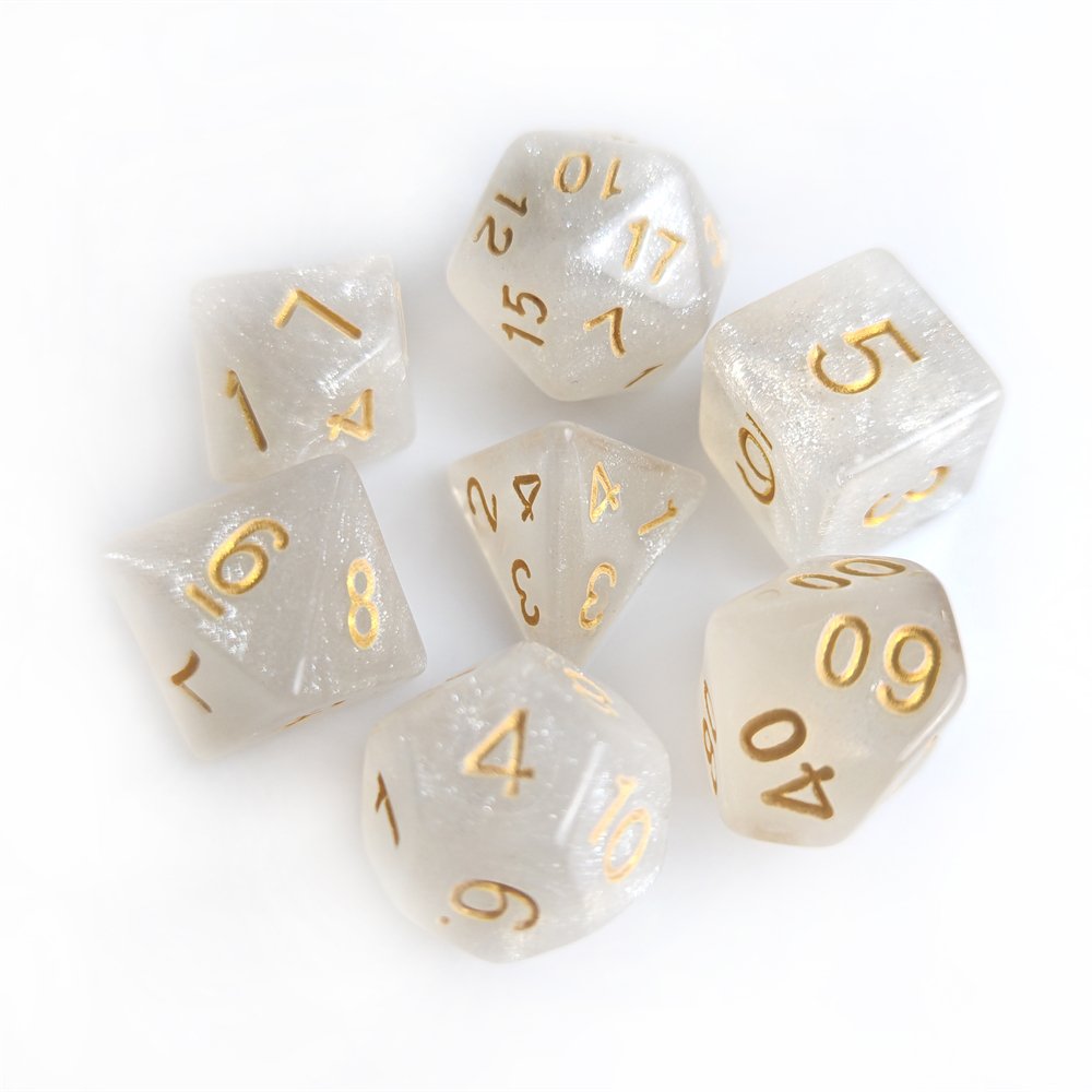 Polyhedral Acrylic Dice Set Custom Wholesale D4, D6, D8, D10, D%, D12,D20 DND Glitter Dice for Dungeons and Dragons Table Game