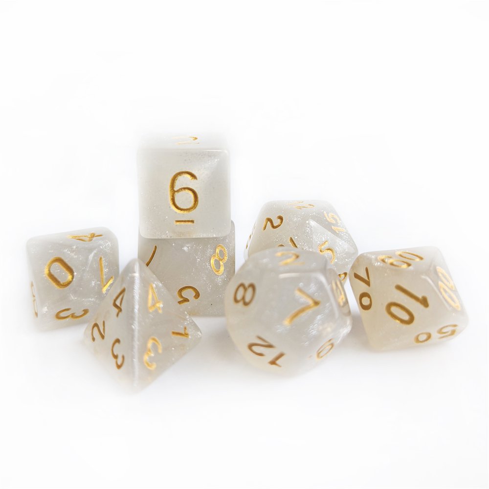 Polyhedral Acrylic Dice Set Custom Wholesale D4, D6, D8, D10, D%, D12,D20 DND Glitter Dice for Dungeons and Dragons Table Game