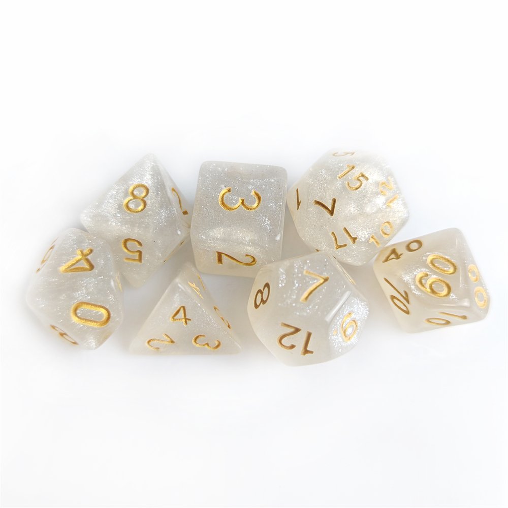 Polyhedral Acrylic Dice Set Custom Wholesale D4, D6, D8, D10, D%, D12,D20 DND Glitter Dice for Dungeons and Dragons Table Game