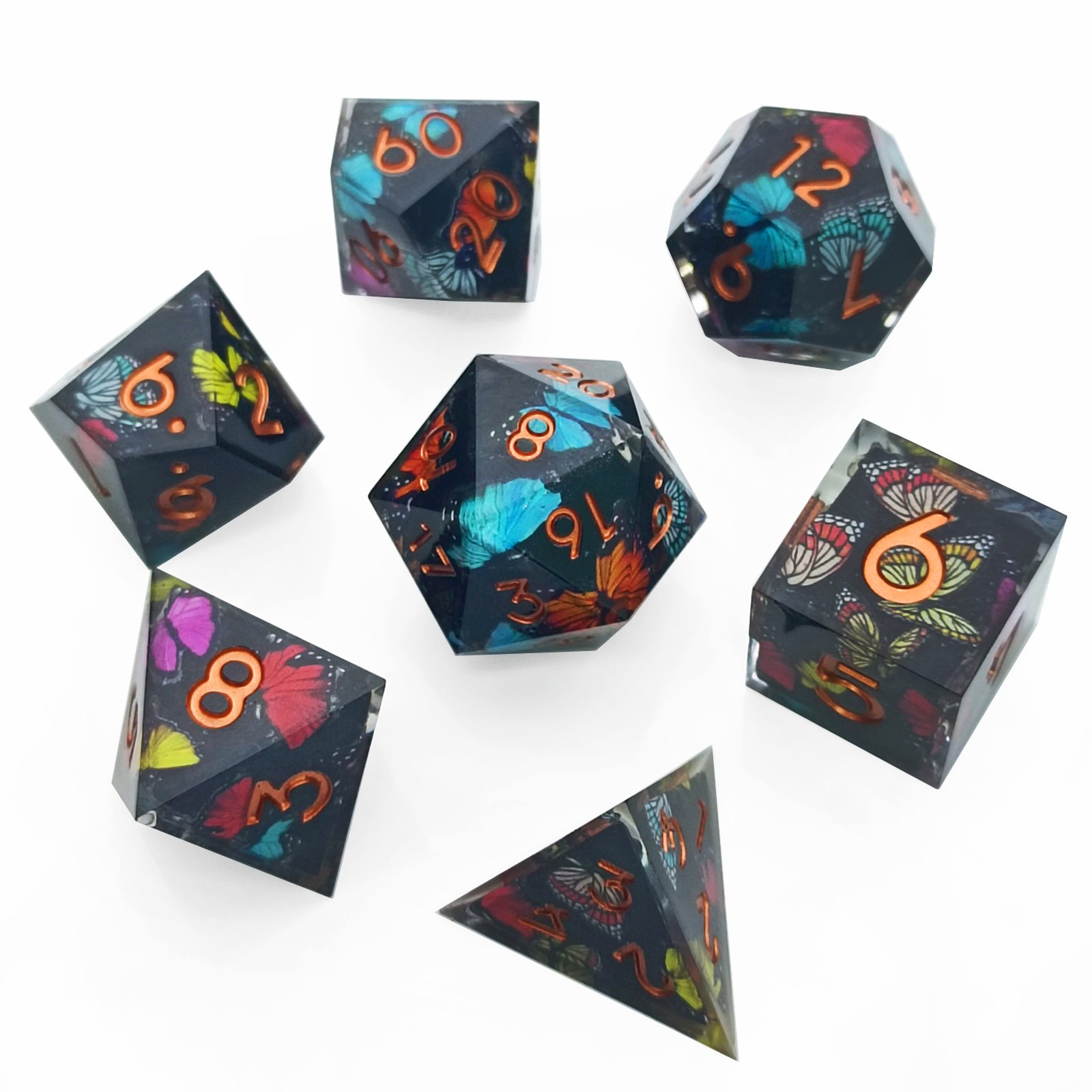 Unique Colourful Butterfly Resin Dice Colourful 20mm Roleplay Dice Game DND Resin Dice