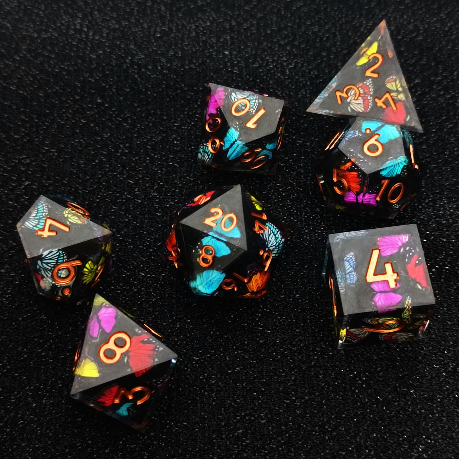 Unique Colourful Butterfly Resin Dice Colourful 20mm Roleplay Dice Game DND Resin Dice