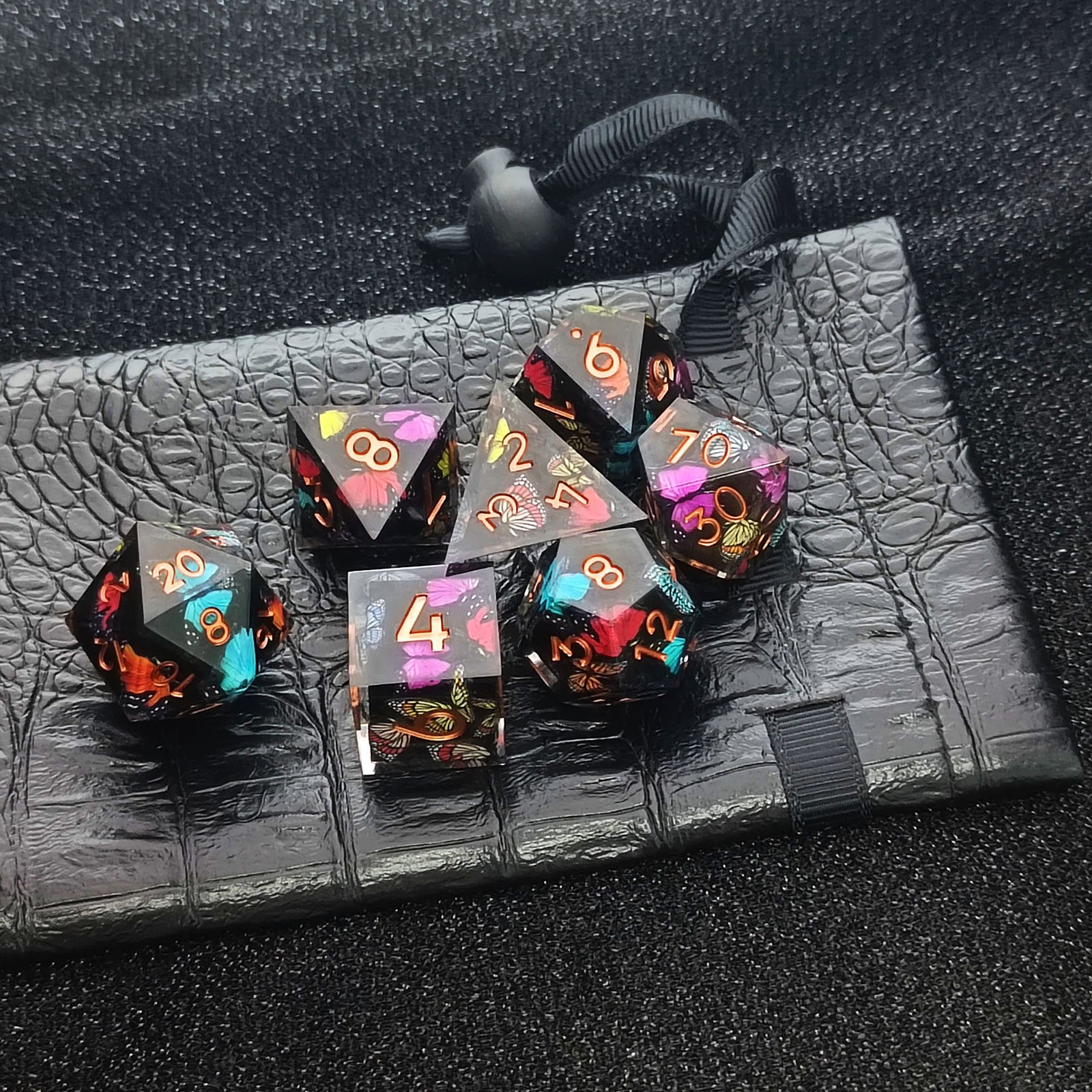 Unique Colourful Butterfly Resin Dice Colourful 20mm Roleplay Dice Game DND Resin Dice