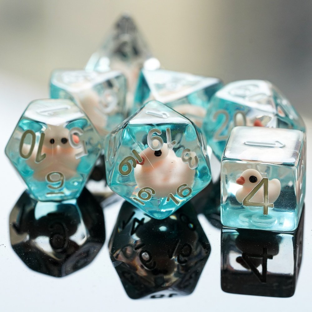 Udixi Resin Custom Made RPG Dice Board Games Role-playing custom logo Duck Dice Set